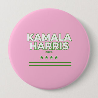 Macaron Rond 10 Cm Bouton rose et vert Kamala Harris