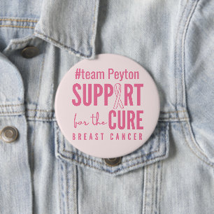 Macaron Rond 10 Cm Bouton rose personnalisé pour cancer du sein
