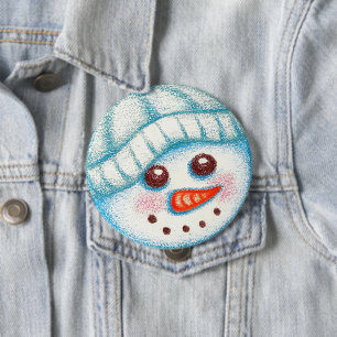 Macaron Rond 10 Cm Bouton Snowman