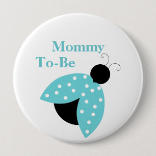 Macaron Rond 10 Cm Bouton Turquoise Ladybug Mommy To Be Baby shower