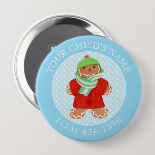 Macaron Rond 10 Cm Bouton WOOLIE GINGERBRAD ID enfant - Bleu