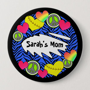 Macaron Rond 10 Cm Boutons de talent de Fastpitch d'amour de paix