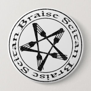 Macaron Rond 10 Cm Braise Seitan Vegan Pentagram (version sombre)