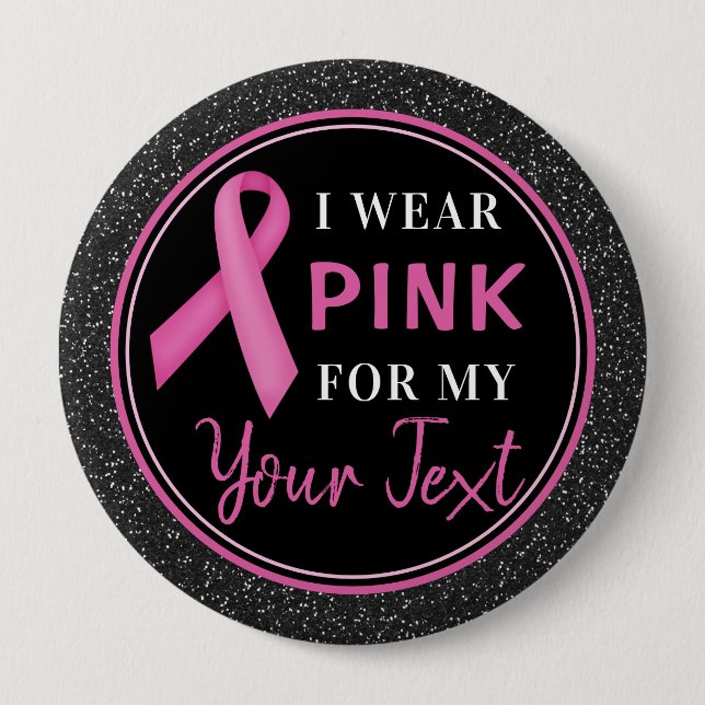 Macaron Rond 10 Cm Breast Cancer Awareness I wear Pink For (Devant)