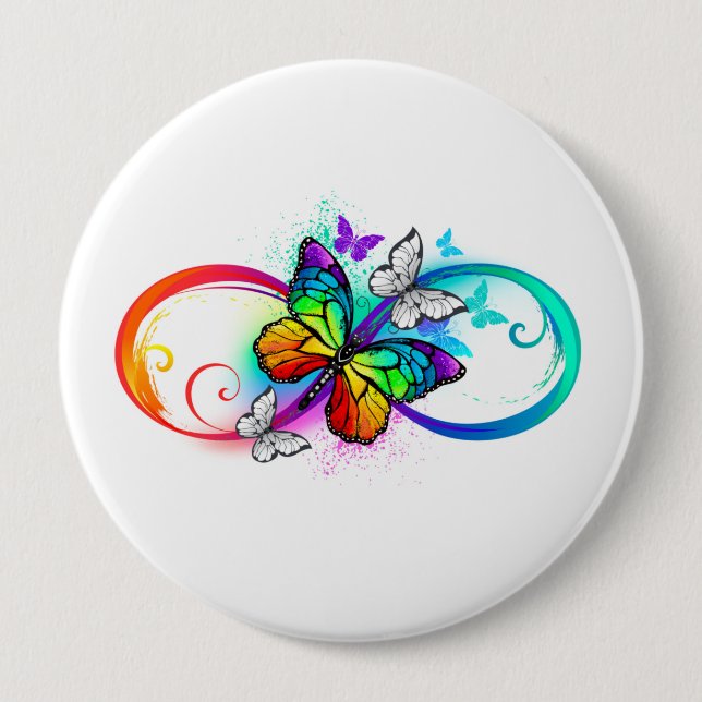Macaron Rond 10 Cm Bright infinity with rainbow butterfly (Devant)