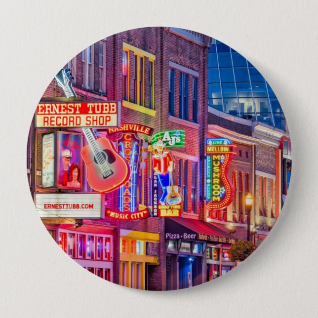 Macaron Rond 10 Cm Broadway Downtown Nashville Tennessee (Devant)