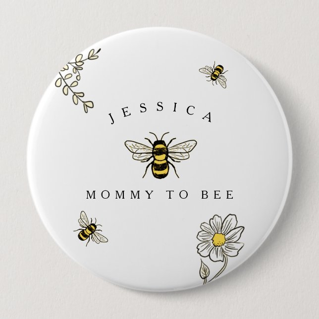 Macaron Rond 10 Cm Bumble bee Buzzy Bee Mommy to Bee (Devant)