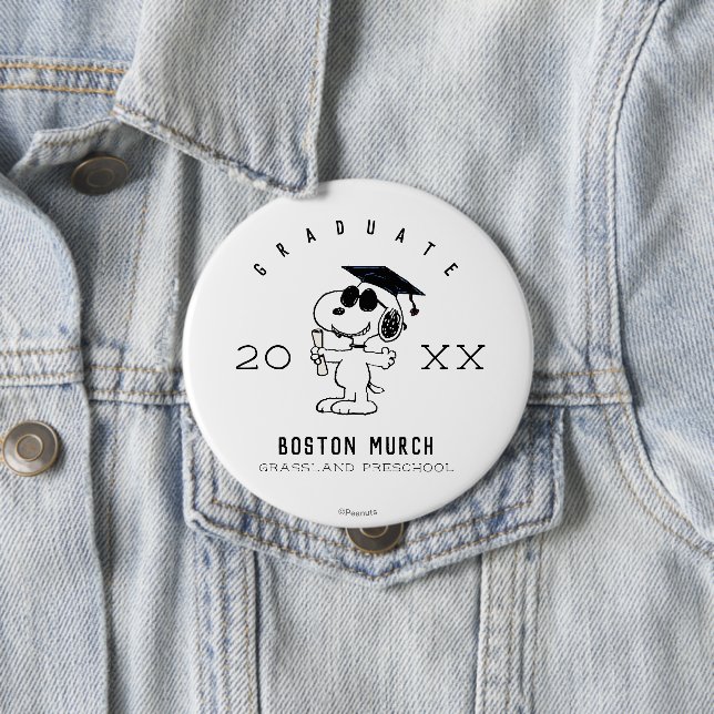 Macaron Rond 10 Cm cacahuètes | Snoopy Graduate (En situation)