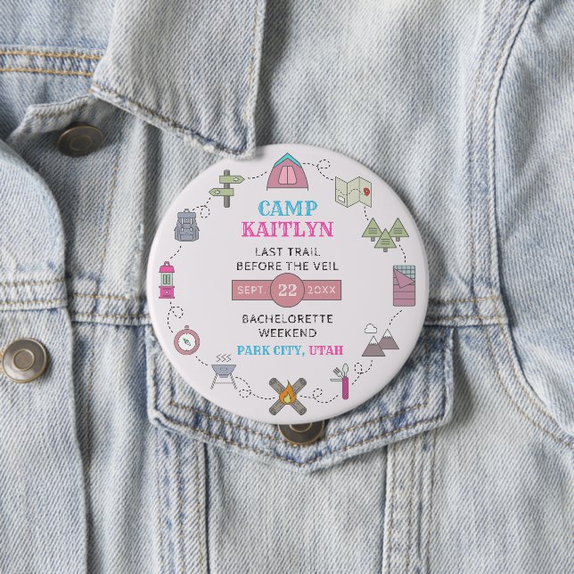 Macaron Rond 10 Cm Cadeau de fête de Bachelorette de Camp Bach Wilder (En situation)