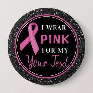 Macaron Rond 10 Cm Cancer du sein, je porte du rose pour la sensibili