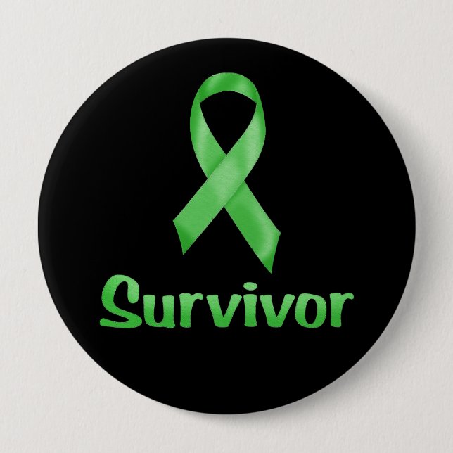Macaron Rond 10 Cm Cancer Survivant Green (Devant)