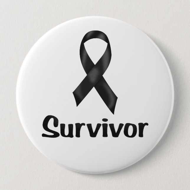 Macaron Rond 10 Cm Cancer Survivant Noir (Devant)