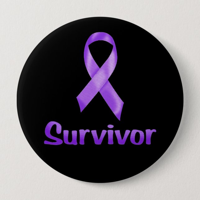 Macaron Rond 10 Cm Cancer Survivant Purple (Devant)