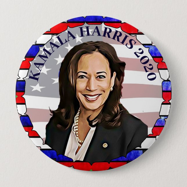 Macaron Rond 10 Cm Candidat à l'élection présidentielle de Kamala Har (Devant)