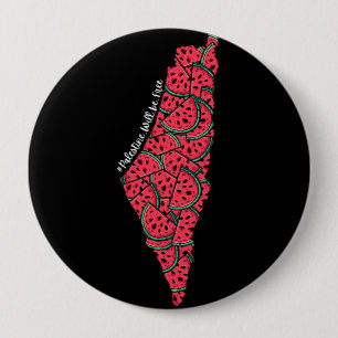 Macaron Rond 10 Cm Carte de Palestine remplie de pastèques   Palestin