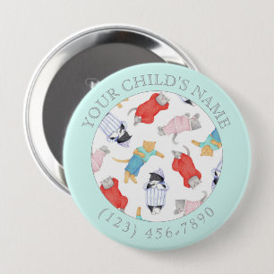Macaron Rond 10 Cm CATS PAJAMAS Bouton d'identification pour enfants 