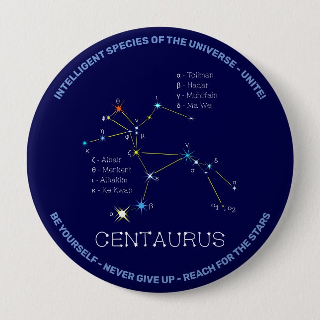 Macaron Rond 10 Cm Centaurus de constellation de l'hémisphère Sud (Devant)