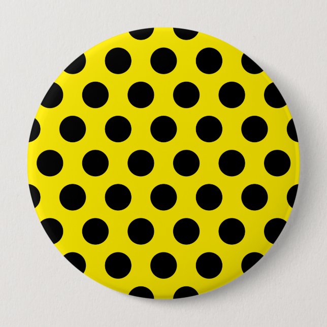 Macaron Rond 10 Cm Cercles noirs sur Arrière - plan jaune (Devant)