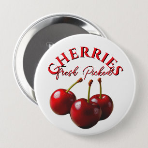 Macaron Rond 10 Cm Cerises fraîches cueillies amusantes rétro