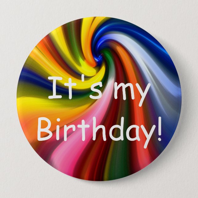 Macaron Rond 10 Cm C'est mon anniversaire ! Bouton (Devant)
