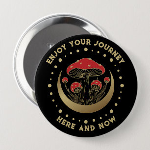 Macaron Rond 10 Cm Champignons Magiques Rouge & Or Crescent Moon sur