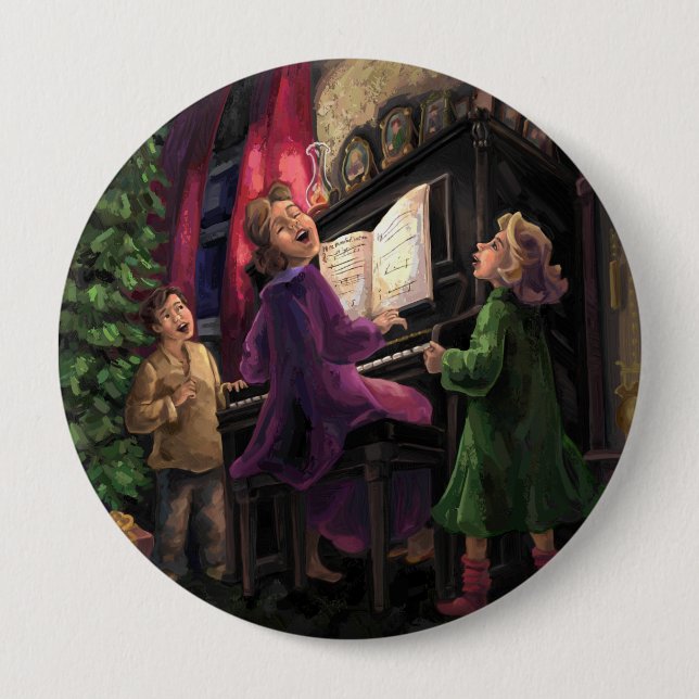 Macaron Rond 10 Cm Chant de Noël le long (Devant)