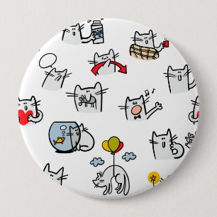 Macaron Rond 10 Cm Chats amusants, lait et magie.