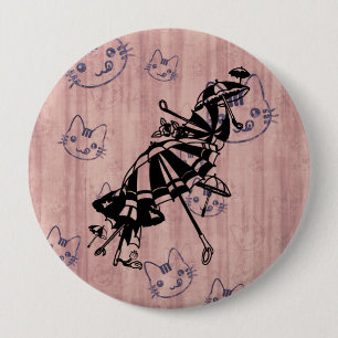 Macaron Rond 10 Cm Chats Façades Parasols Parasols Dessin d'art d'enc