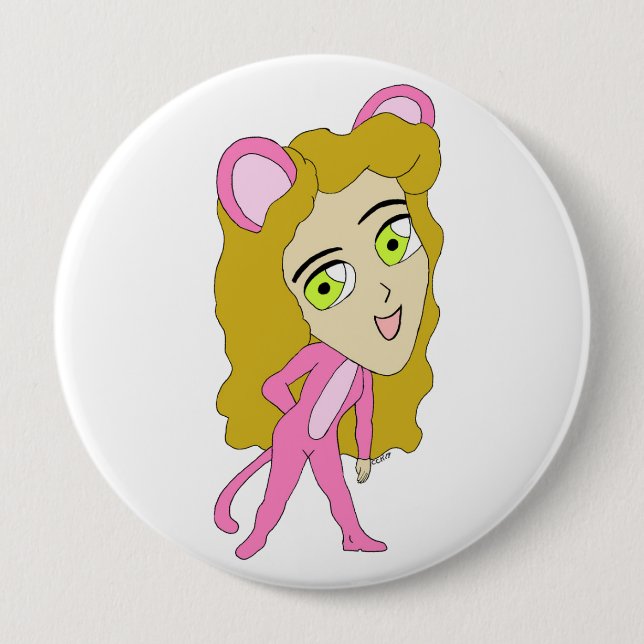 Macaron Rond 10 Cm chatte rose (Devant)