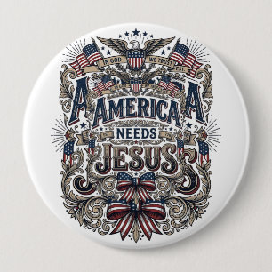 Macaron Rond 10 Cm Chemise Vintage Patriotique America A Besoin De Jé