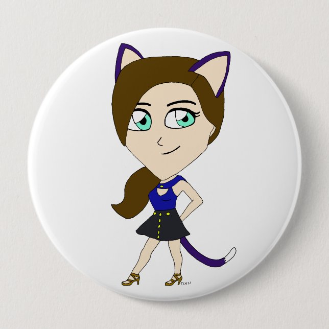 Macaron Rond 10 Cm chibi catgirl (Devant)