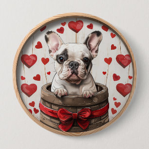 Macaron Rond 10 Cm Chien de taureau français Valentines