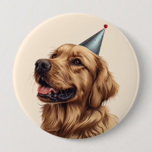 Macaron Rond 10 Cm Chien d'or de l'épreuve d'anniversaire