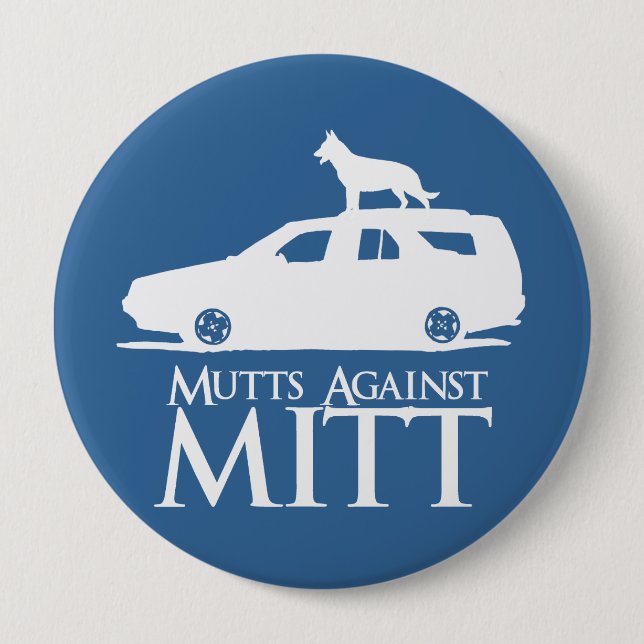 Macaron Rond 10 Cm Chiens contre Mitt Romney .png (Devant)