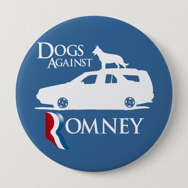 Macaron Rond 10 Cm Chiens contre Mitt Romney.png (Devant)