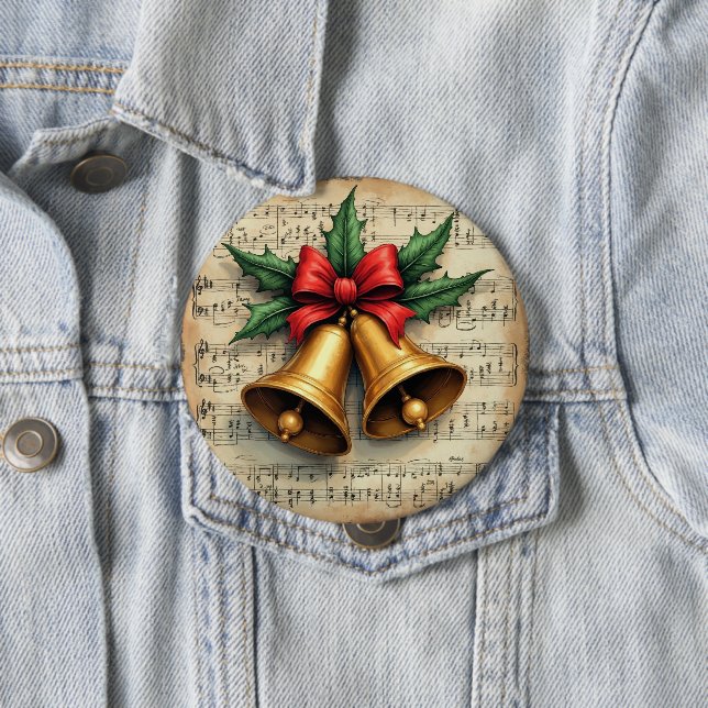 Macaron Rond 10 Cm Christmas Bells on Sheet Music, (En situation)