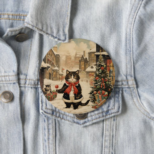 Macaron Rond 10 Cm Christmas Kitty, Jour de la neige