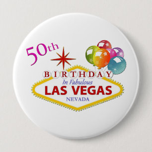 Macaron Rond 10 Cm cinquantième Anniversaire de Las Vegas énorme,