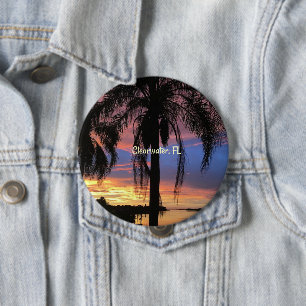 Macaron Rond 10 Cm Clearwater, Florida landscape, palm trees,