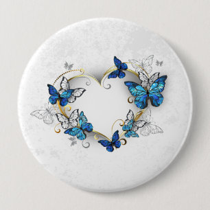 Macaron Rond 10 Cm Coeur bijoux avec papillons Morpho