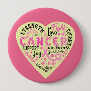 Macaron Rond 10 Cm Coeur de soutien du cancer du sein
