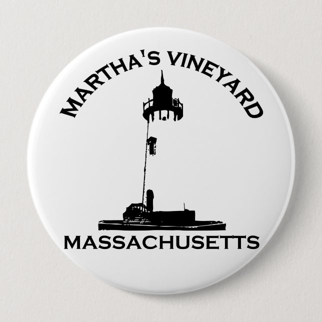 Macaron Rond 10 Cm Conception de "phare" de Martha's Vineyard (Devant)
