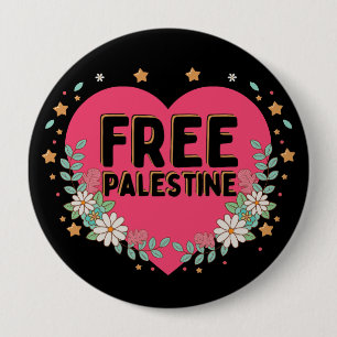 Macaron Rond 10 Cm conception graphique du coeur rose de la Palestine