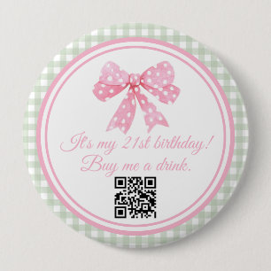 Macaron Rond 10 Cm Coquette Bow rose 21e anniversaire Acheter un verr