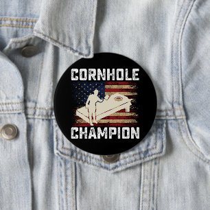 Macaron Rond 10 Cm Cornhole Champion américain Drapeau USA 4 juillet