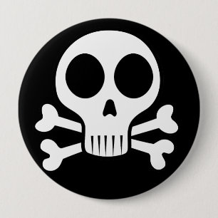 Macaron Rond 10 Cm crâne effrayant sur fond noir