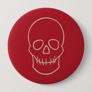 Macaron Rond 10 Cm Crâne - rouge sang et blanc os