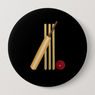 Macaron Rond 10 Cm Cricket - Guichet, Batte et Balle