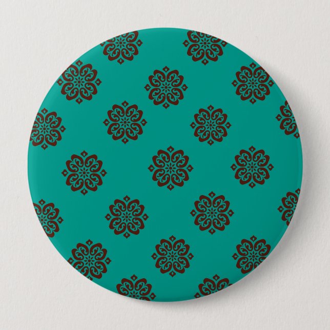 Macaron Rond 10 Cm "Crimson Scrolls - Bold Elegance" (Devant)