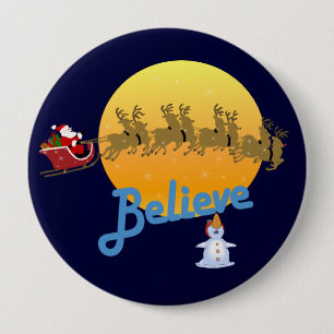Macaron Rond 10 Cm Croyez en père noël